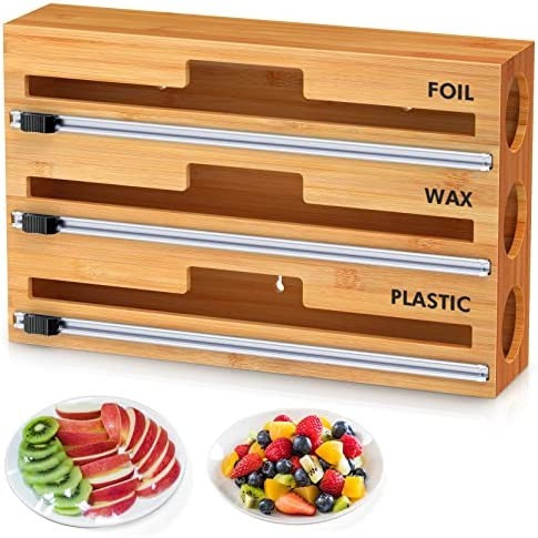 3 in 1 Plastic Wrap Dispenser with Cutter, Kitchen Drawer Storage Dispenser Suitable for Plastic ... | Amazon (US)