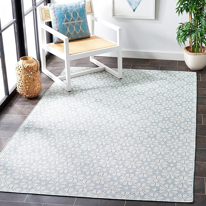 Martha Stewart x SAFAVIEH Outdoor Area Rug Collection - 6'5" x 9'6", Aqua, Weather Resistant & Wa... | Amazon (US)