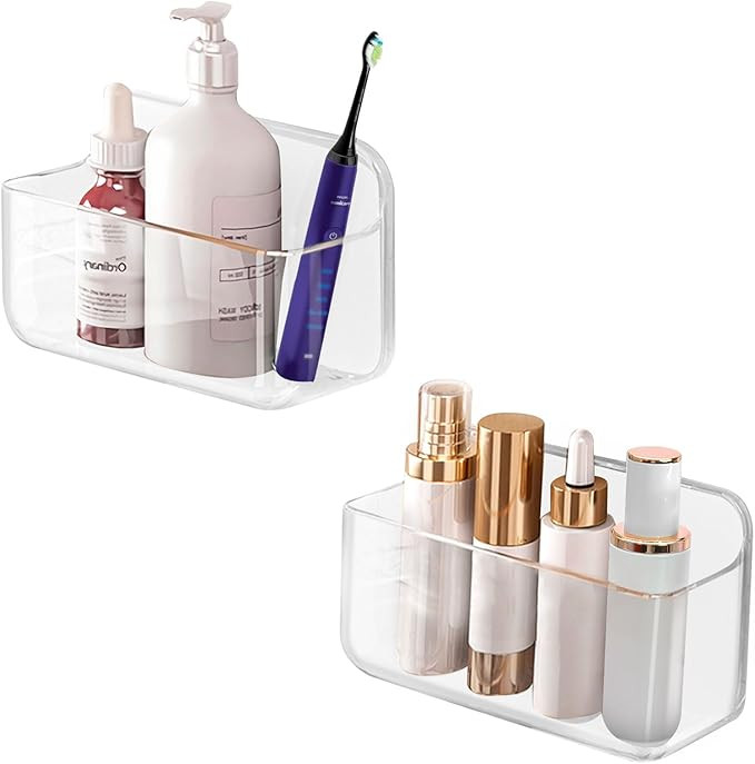 CGBE 2 Packs Cabinet Door Organizer, Acrylic Adhesive Shelf Wall Mounted Storage, Self Adhesive S... | Amazon (US)