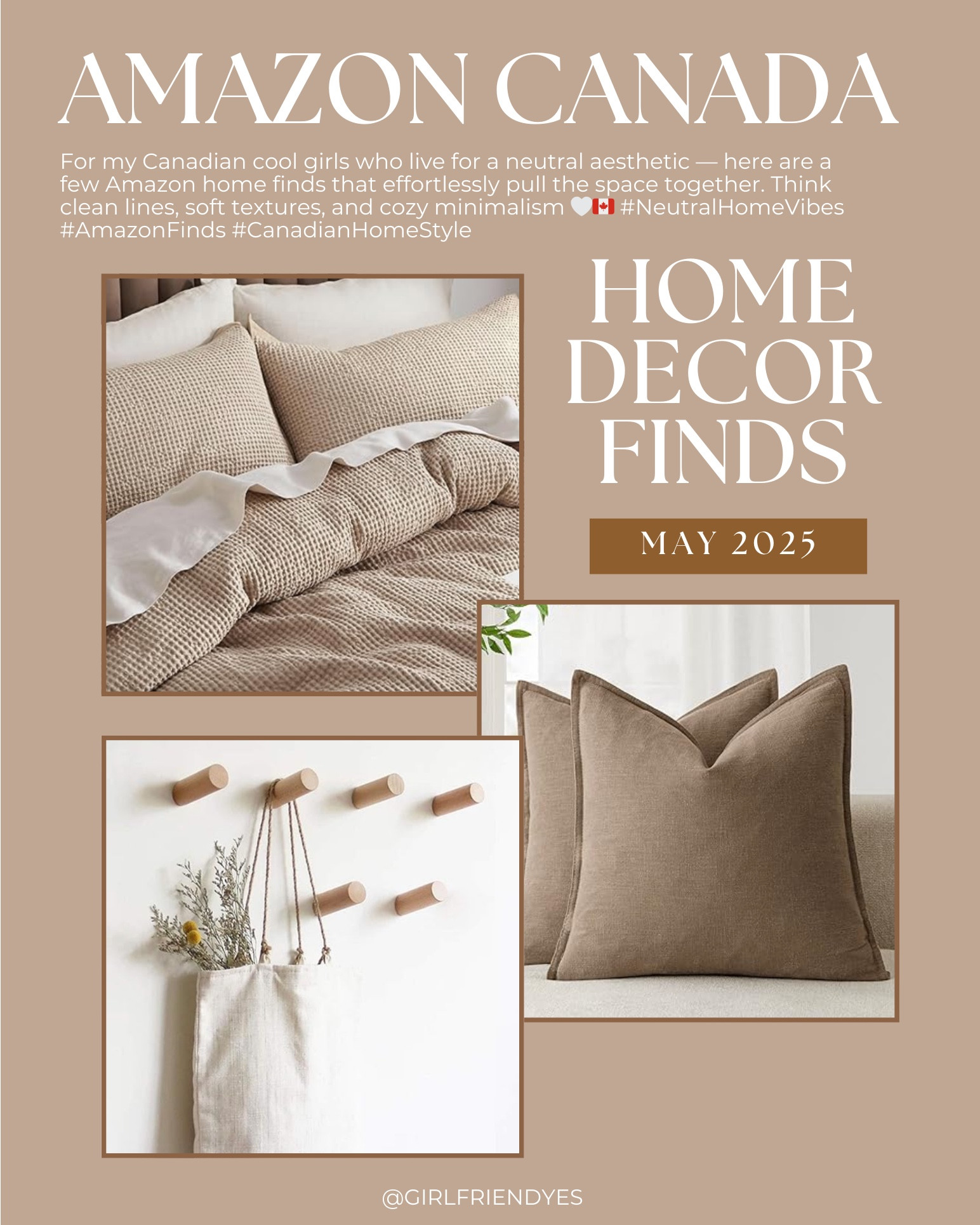 Amazon Home Finds | May Edition (Canada 🇨🇦)
Here are a few affordable gems I found on Amazon this month that will instantly elevate your space—neutral tones, cozy textures, and small touches that make a big impact. Everything is Canadian Amazon-friendly and renter/homeowner approved. 🛋️✨

🛒 Linked everything in my LTK—just tap the post to shop your faves!
#AmazonCanada #AmazonHomeFinds #LTKHome #LTKCanada #NeutralHomeDecor #AmazonMustHaves

#LTKstyletip #LTKspring #LTKcanada