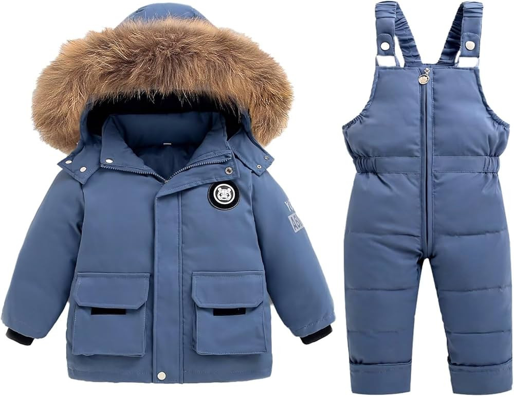 BYFRI Toddler Snow Suits Boys Girls Hooded Down Jacket & Ski Bib Pants Set Baby Snowsuit Coat Inf... | Amazon (US)