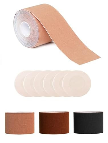 Perky Pear DIY Lift Boob Tape [CUP SIZES A-DD] - 5m of 5cm Wide Customisable Breast Lift Tape & 3 Pairs Nipple Cover Protectors (Brown) | Amazon (UK)