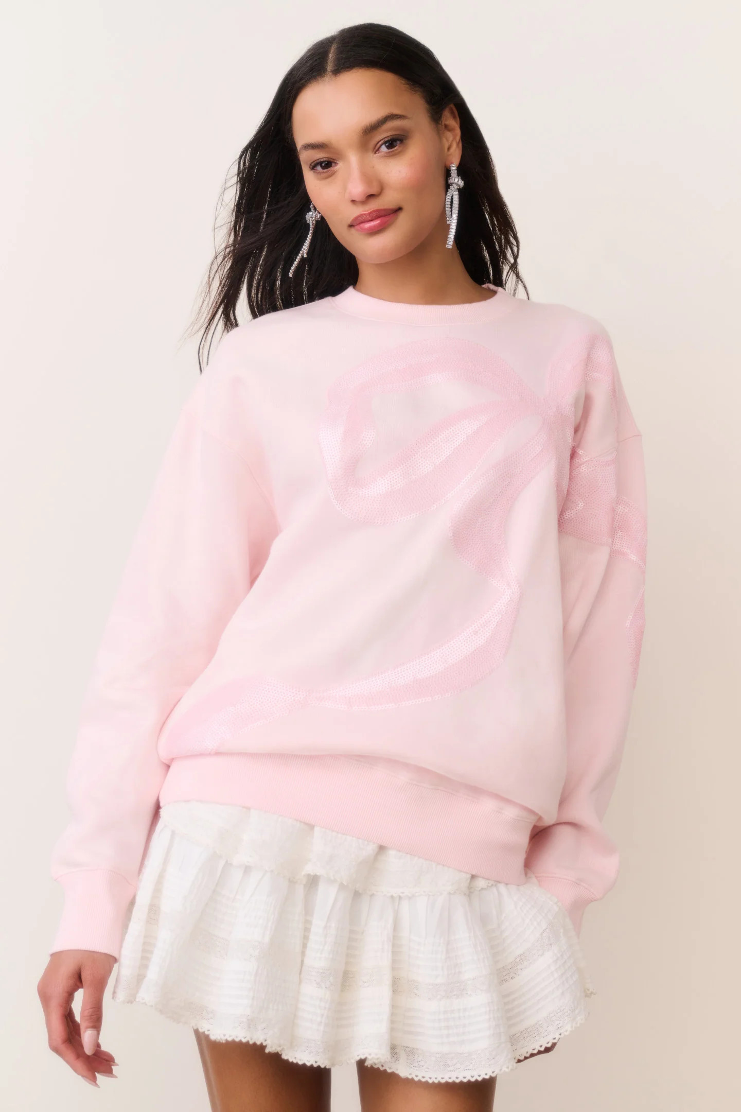 Palo Sequin Bow Fleece Pullover | LoveShackFancy