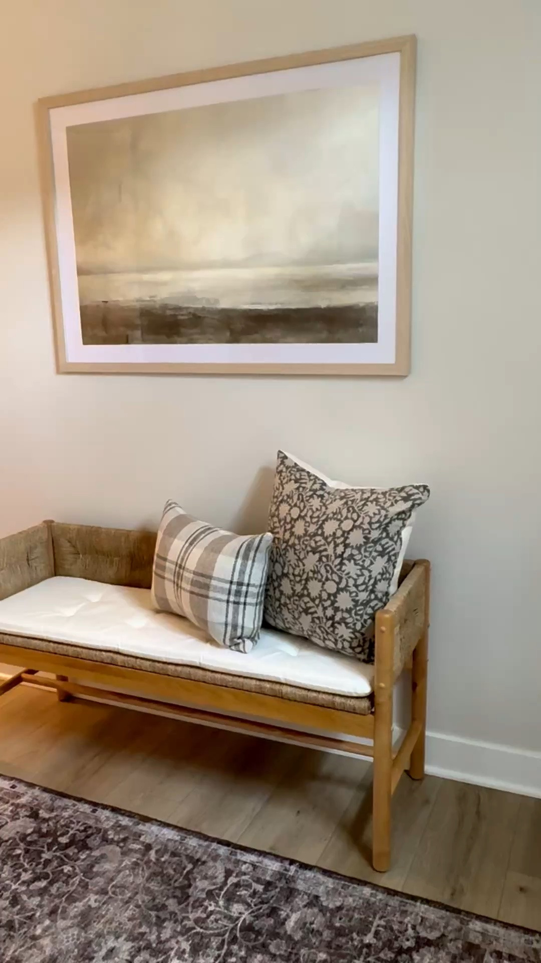 Entryway, bench, art, frame, natural frame, plaid pillow cover, floral pillow cover, landscape art, wood frame

#LTKSaleAlert #LTKHome #LTKU