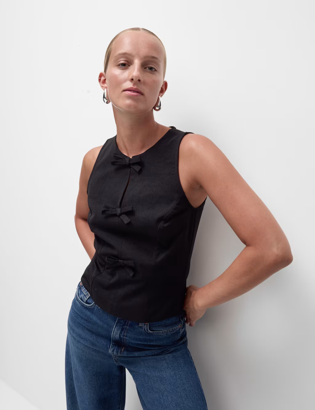 Bow Detail Sleeveless Blouse | Marks & Spencer (UK)