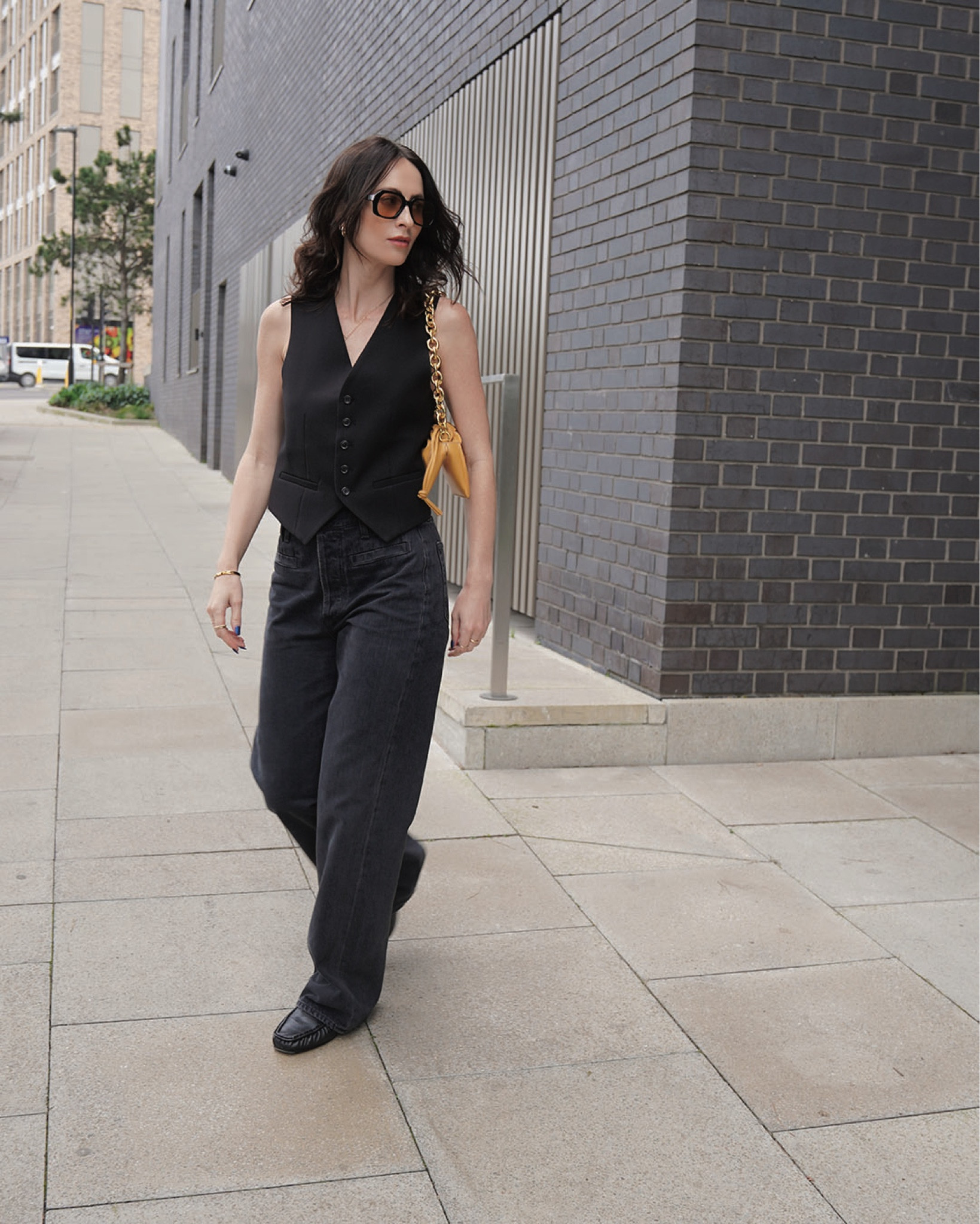black waistcoat, baggy jeans, wide leg jeans, loafers, gold jewellery, sunglasses, handbag, shoulder bag, gold hoops, daisy jewellery, monica vinader, velvet canyon, the frankie shop, citizens of humanity, arket, astrid & miyu, cos, h&m, & other stories, mango, street wear, office looks, smart & casual looks 

#LTKSeasonal #LTKeurope #LTKstyletip