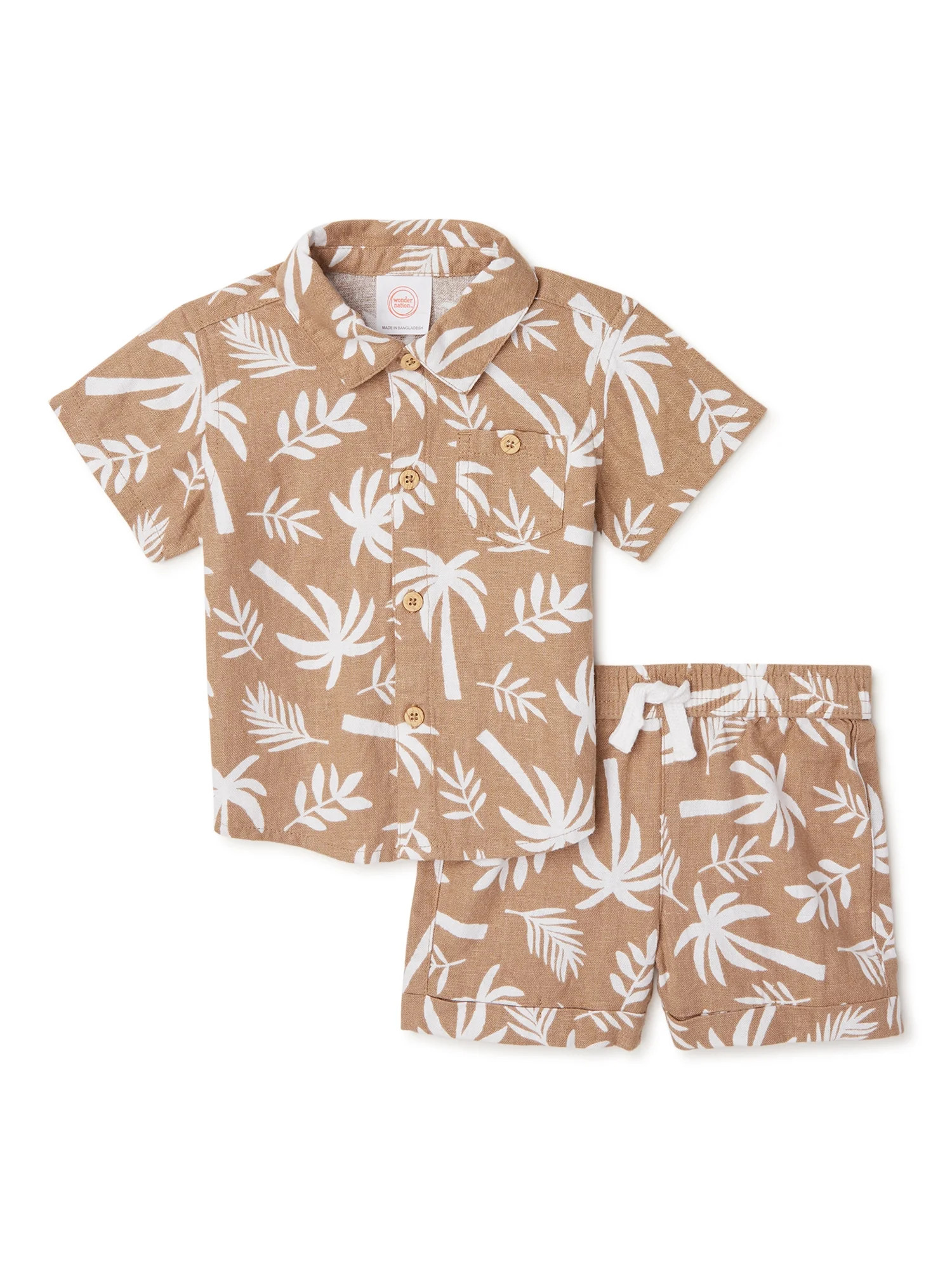 Wonder Nation Baby Boys Shirt & Shorts, 2-Piece Outfit Set, Sizes 0/3-24 Months - Walmart.com | Walmart (US)