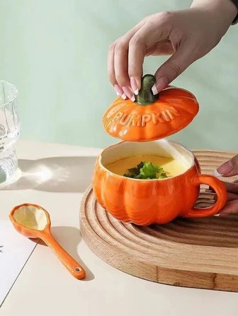 1pc Ceramic Pumpkin Shape Egg Steaming Cup For Home Use, Also Used As Milk/oatmeal/custard/puddin... | SHEIN