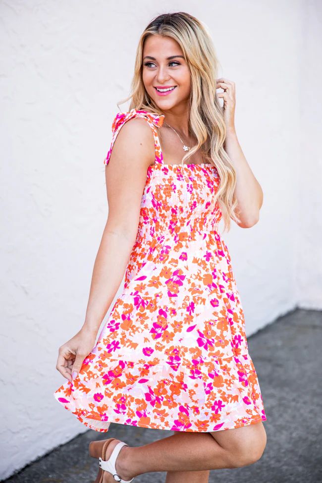 Sunny Skies Red Floral Mini Dress | Pink Lily