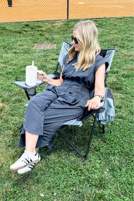 If you’re a sports mom, this is the setup you need for optimal comfort!

This collapsible chair is sturdy, comfortable, has a high back, and a LARGE cup holder.

Also, this Anthropologie jumpsuit is kinda the best for all day games and errands.

Jumpsuit: size small (if you’ve got a long torso, I’d recommend ordering in tall)

Shoes: size 7 (I ordered a full size smaller than my normal)

#LTKSeasonal #LTKFamily #LTKFindsUnder50