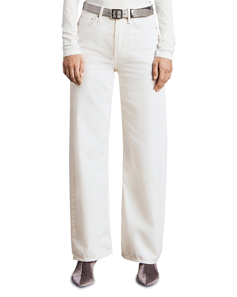 rag & bone Featherweight Logan High Rise Wide Leg Jeans in Ecru | Bloomingdale's (US)