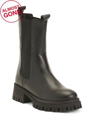 Made In Italy Leather Mid Ankle Chelsea Booties | TJ Maxx