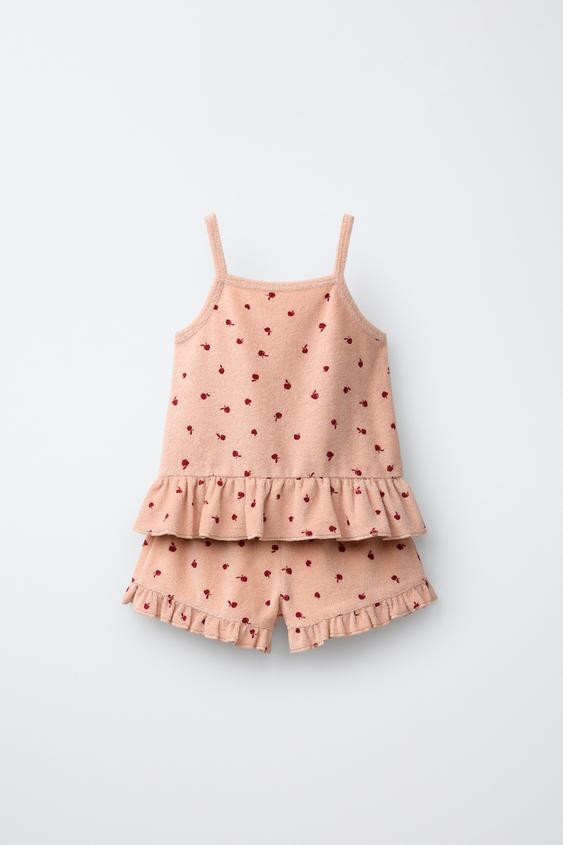 CHERRY TOWEL EFFECT T-SHIRT AND BERMUDA SET | Zara US