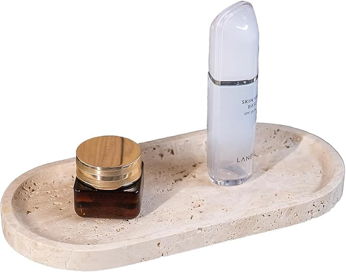Beige Travertine Vanity Tray | Natural Stone Bathroom Organizer | Perfume & Jewelry Storage for S... | Amazon (US)