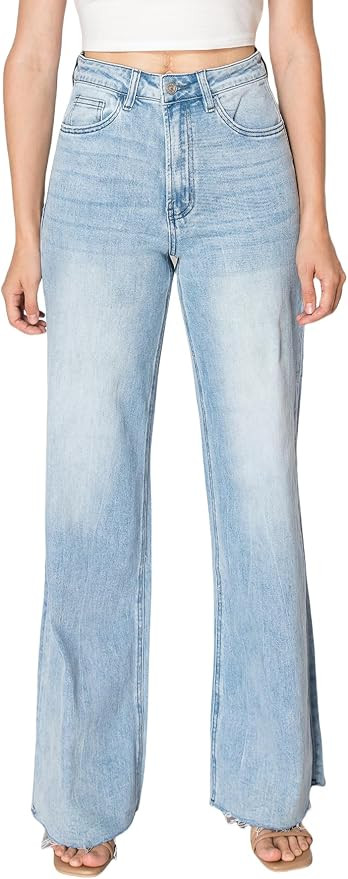 ONESO Wide Leg Jeans for Women Stretchy High Waisted BBL Jeans Trendy Boyfriend Baggy Mom Jean | Amazon (US)