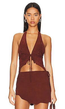 Lovers and Friends Suede Leather Top in Burgundy Red from Revolve.com | Revolve Clothing (Global)