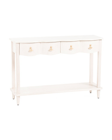 47.25x32 2 Drawer Scalloped Front Lower Shelf Console Table | TJ Maxx