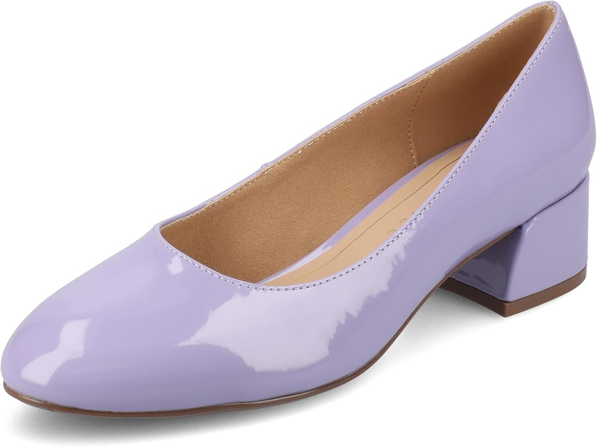 Journee Collection Womens Saarii Block Heel Dress Pumps Cushioned Slip On Covered Round Closed To... | Amazon (US)