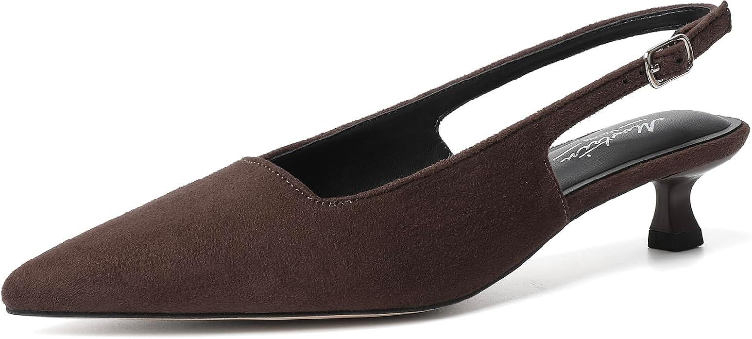 Mostrin Slingback Kitten Heels for Women Pointed Closed Toe Heels Low Pumps Shoes for Party Work ... | Amazon (US)