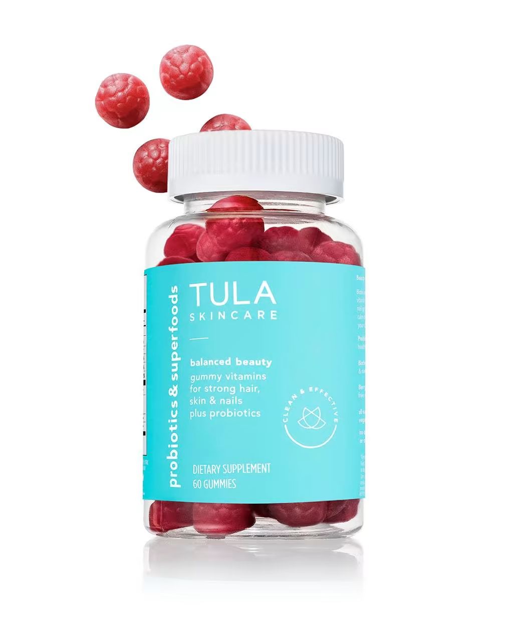 gummy vitamins for strong hair, skin & nails plus probiotics (60 count) | Tula Skincare