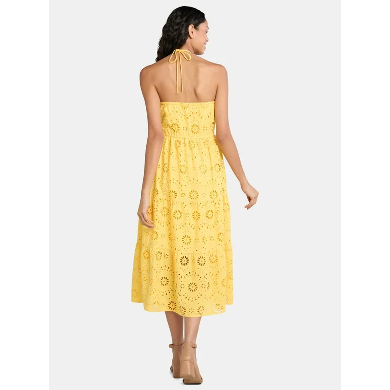 Time and Tru Women's and Women Plus's Eyelet Halter Dress, Sizes XS - 4X | Walmart (US)