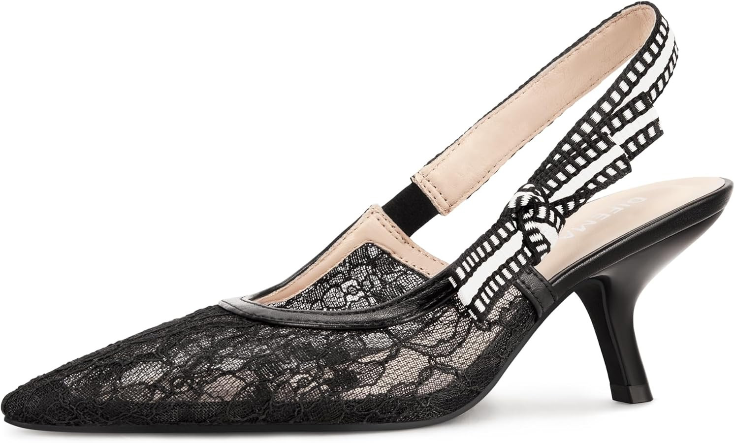 Womens Slingback Kitten Heels Closed Pointed Toe Bowknot Work Pumps Dress Shoes | Amazon (US)