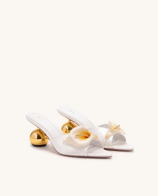 Bianca Calla Lily Sphere Heel Mules - White | JW PEI US