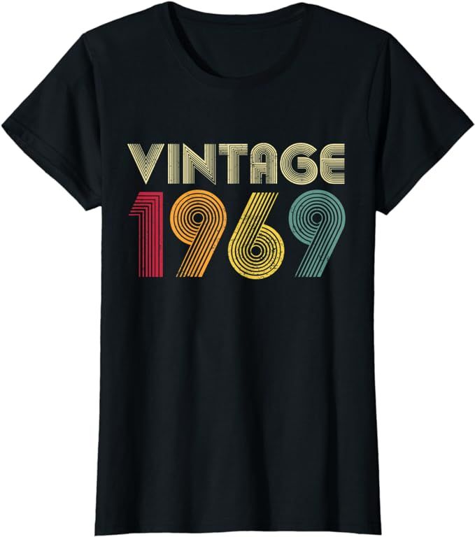 50th Birthday Gift Vintage 1969 Retro Men Women Mom Dad T-Shirt | Amazon (US)