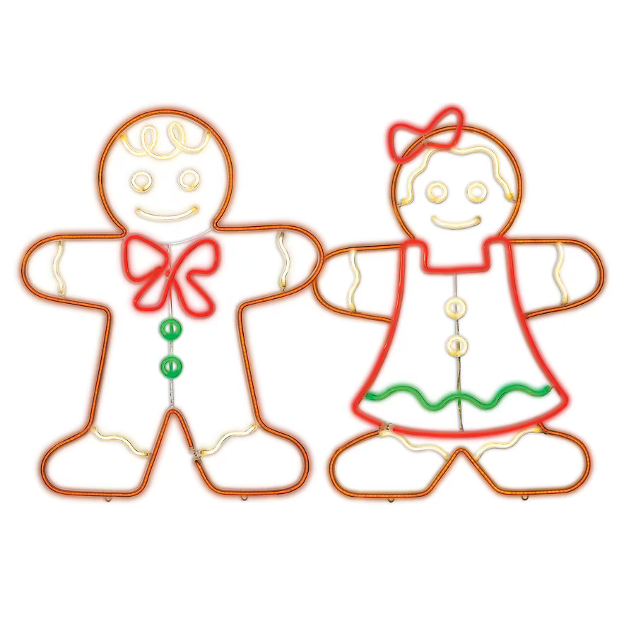 GE 32-in StayBright LED Neon Flex 2-Count Gingerbread Decoration | Lowe's