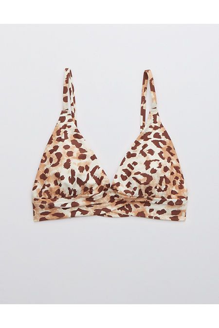 Aerie Leopard Crossover Triangle Bikini Top | American Eagle Outfitters (US & CA)