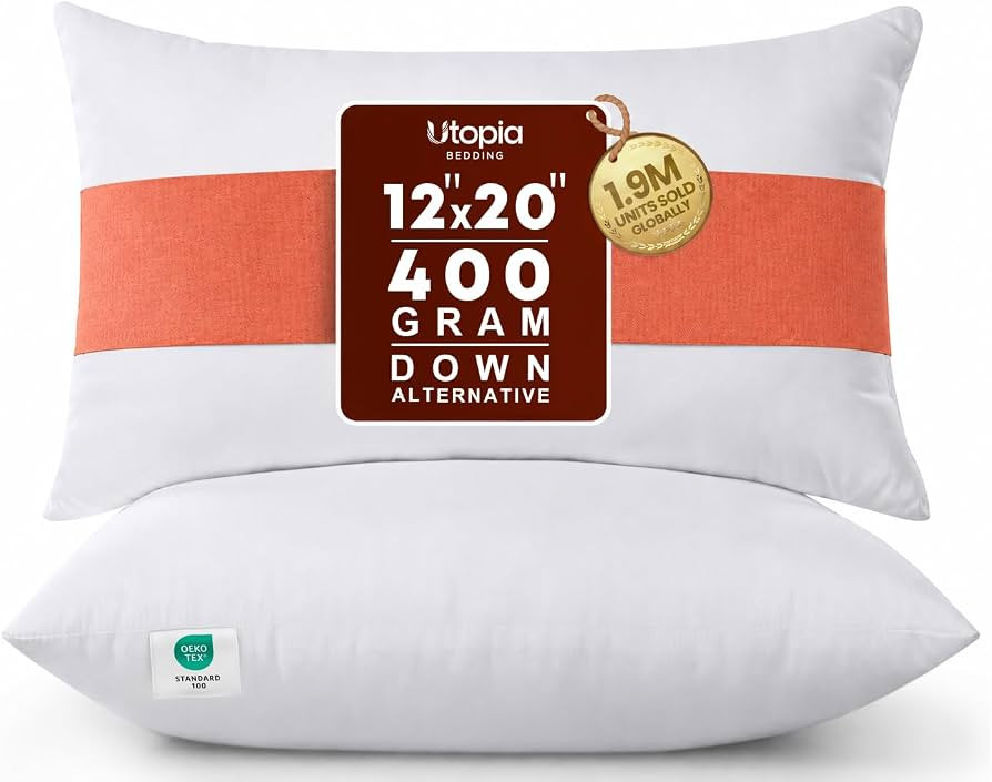 Utopia Bedding 12x20 Pillow Inserts, Set of 2, White \u2013 Indoor Decorative Throw Pillows for B... | Amazon (US)