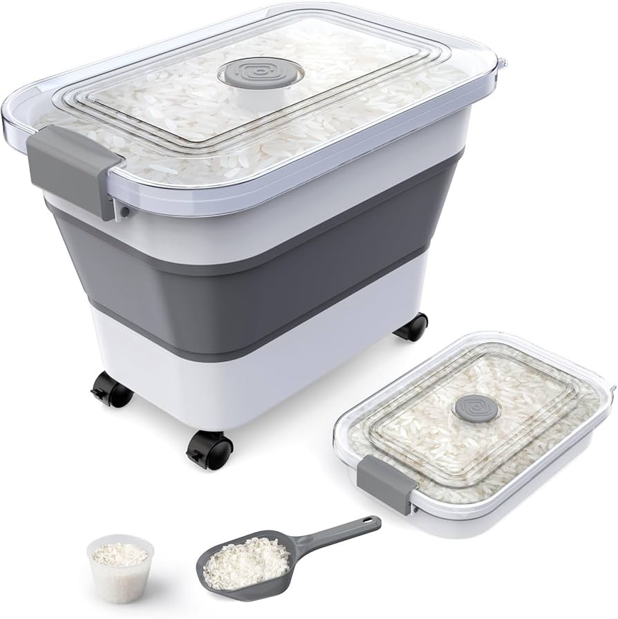 Rice Storage Container, Collapsible Airtight Food Storage Containers 20-30lbs with Clear Lid and ... | Amazon (US)