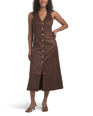 Faux Suede Fitted Midi Dress | TJ Maxx