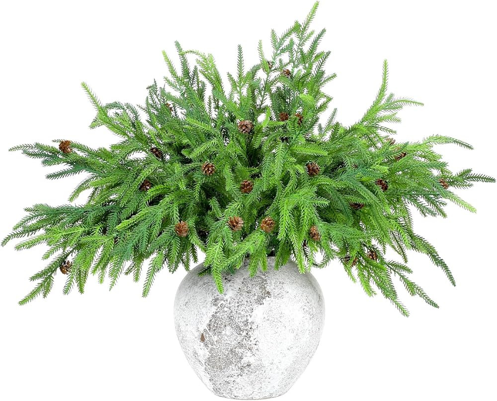 Yinder Xmas Norfolk Pine Branches with Pine Cones Norfolk Pine Artificial Xmas Branches for Xmas ... | Amazon (US)