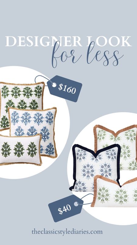 Serena and Lily pillows - designer look for less. Obsessed with the S&L ones but have to admit that the dupes aren’t bad quality and are cute in person. #greenandbluepillow #serenaandlily 

#LTKfindsunder100 #LTKhome #LTKfindsunder50