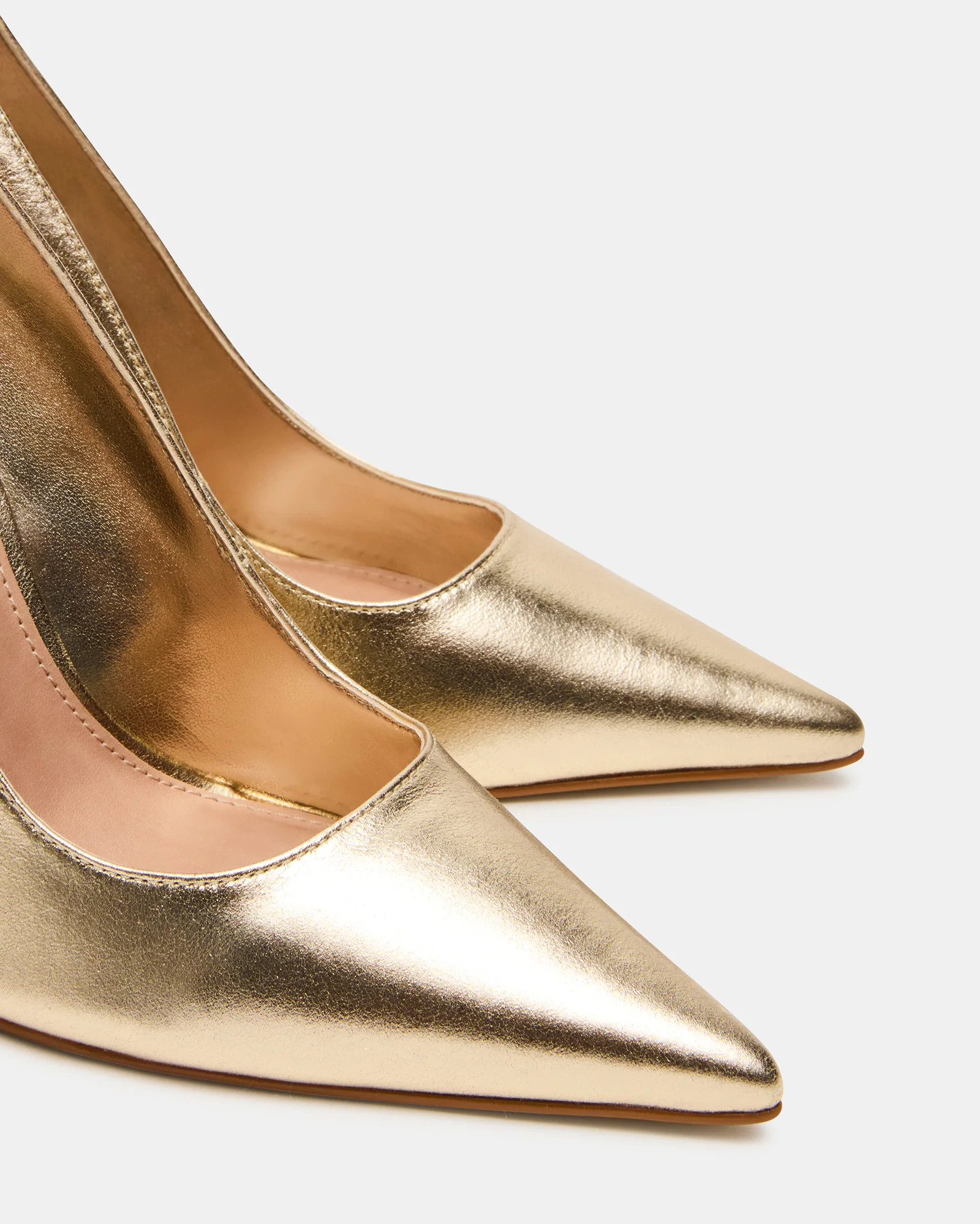 NOIR Gold Leather Pointed-Toe Stiletto Pump Women's Heels | Steve Madden (US)