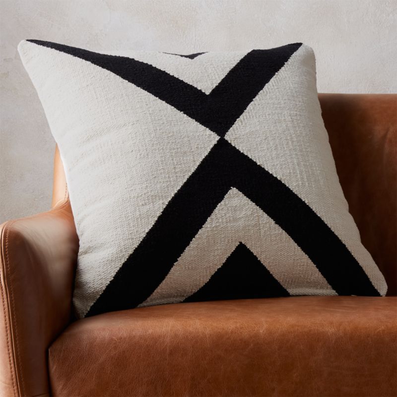 Xbase Black & White Modern Throw Pillow with Feather-Down Insert 23" + Reviews | CB2 | CB2