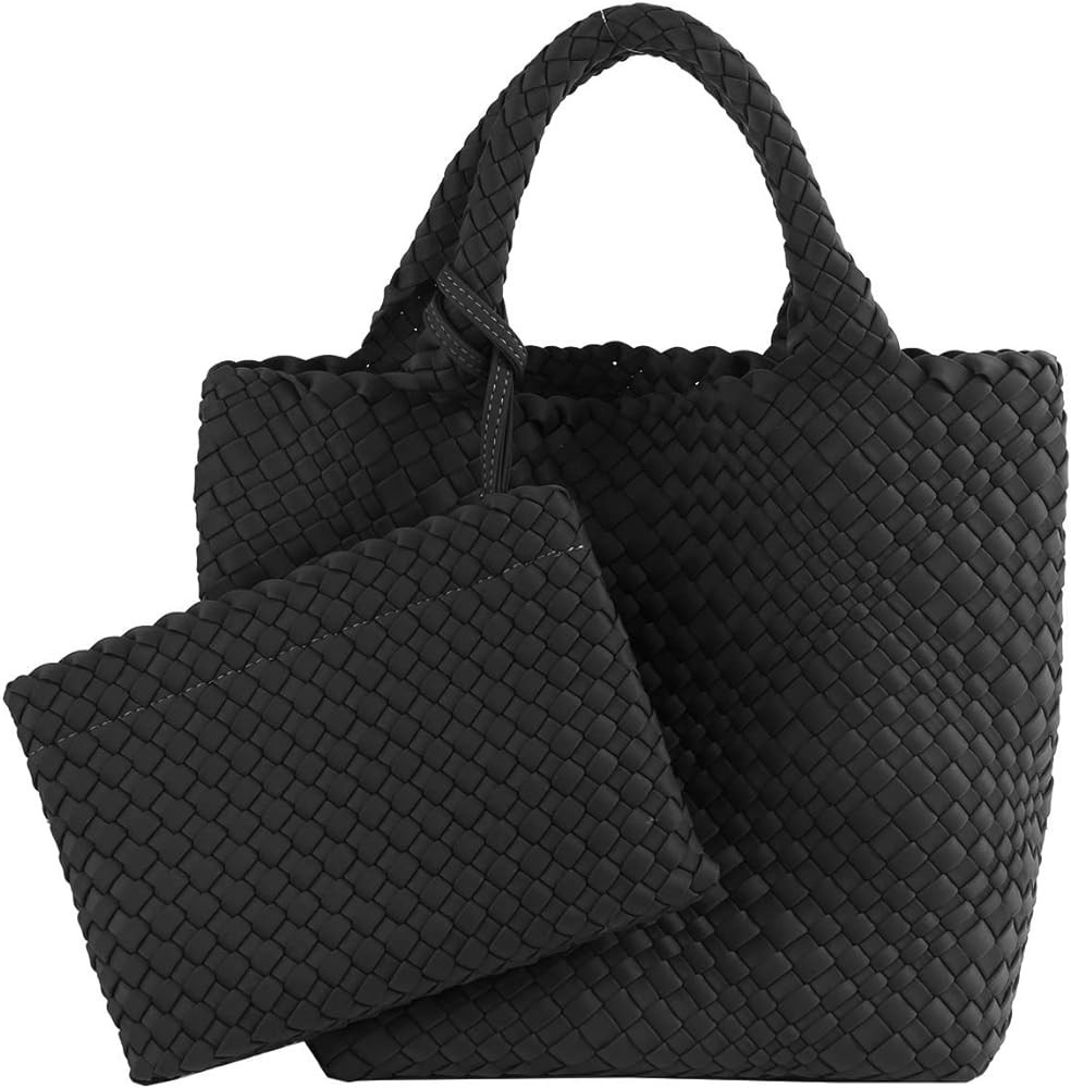LMKIDS Woven Tote Bag + Purse Women Neoprene Tote Handbag Fashion Large Shoulder Top-Handle Trave... | Amazon (US)