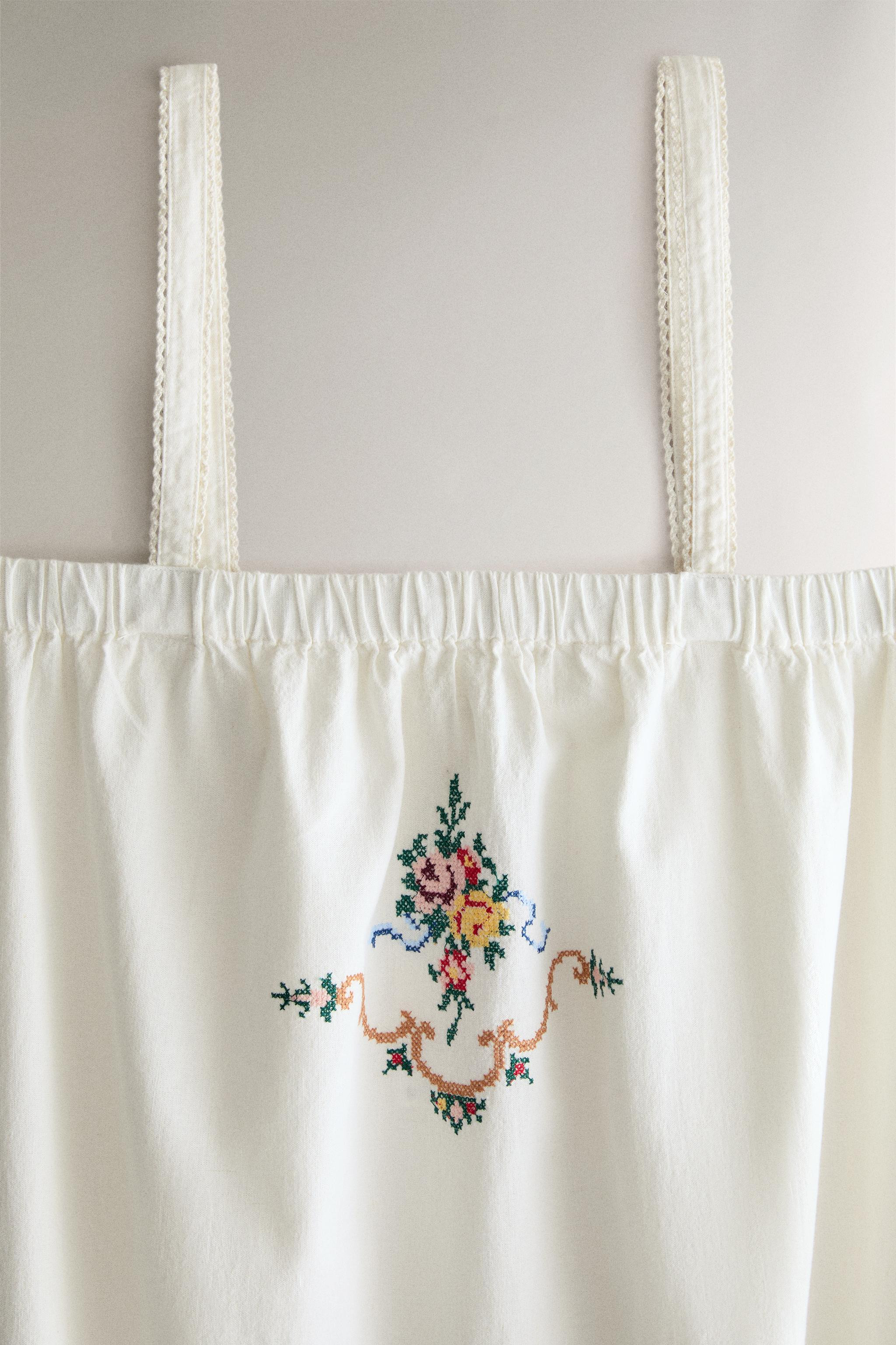 EMBROIDERED COTTON AND LINEN DRESS | Zara UK