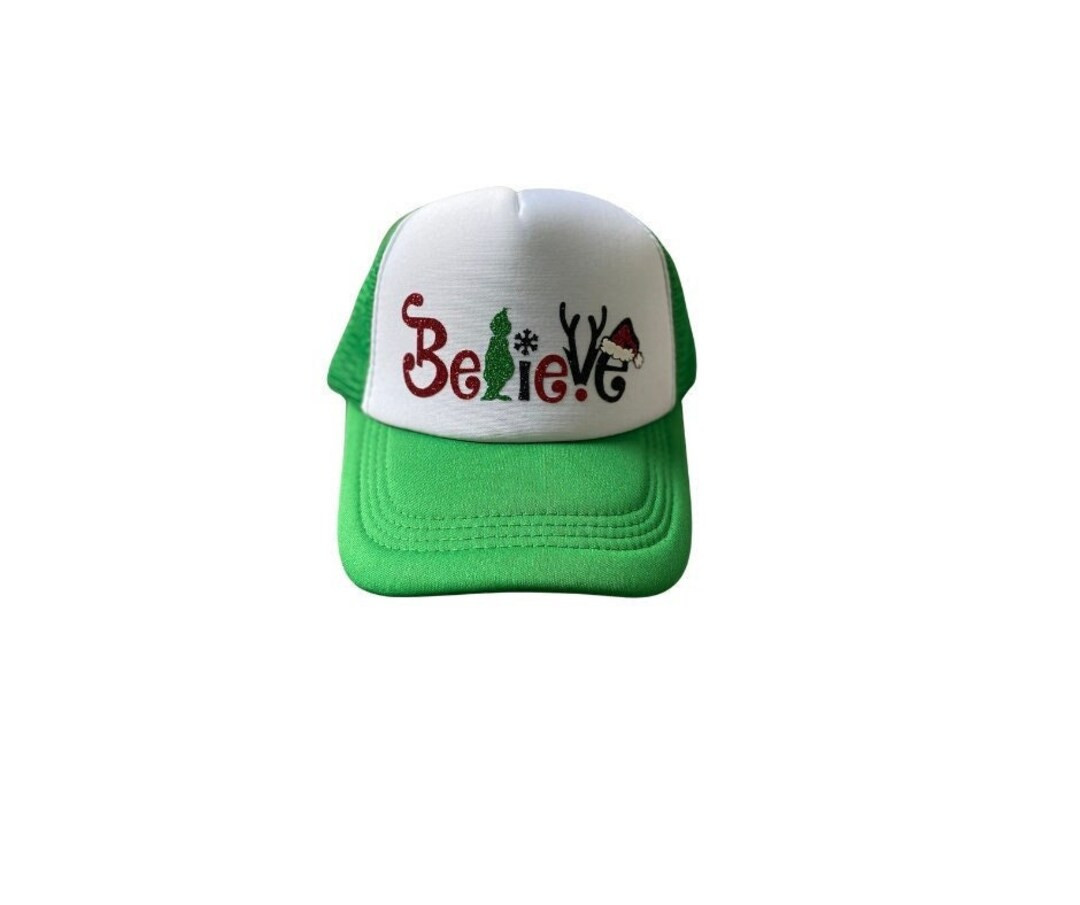 BELIEVE Trucker Hat Cute Trucker Hat Christmas Grinch - Etsy | Etsy (US)