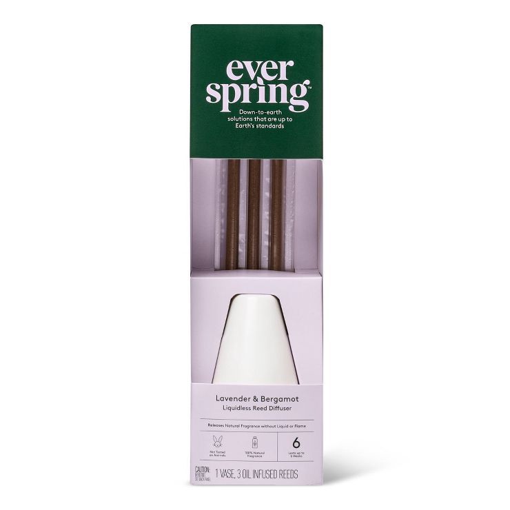 Lavender & Bergamot Liquidless Reed Diffuser - 3ct - Everspring™ | Target