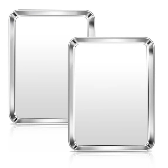 Vesteel Stainless Steel Baking Sheet, 12.5" x 9.75" x 1" Toaster Oven Cookie Tray Pan Set of 2, D... | Walmart (US)