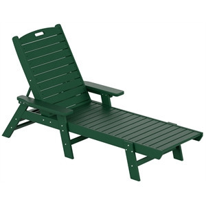 Afuera Living Outdoor HDPE Plastic Reclining Chaise Lounge in Dark Green | Homesquare