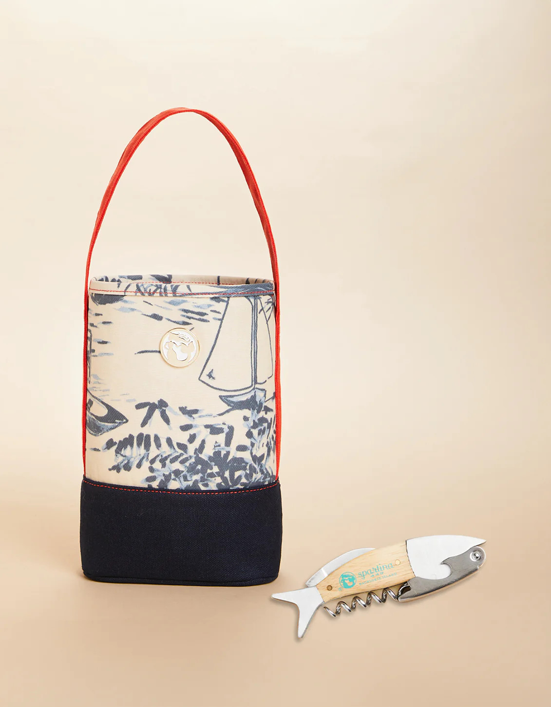 Daise Seascape Double Wine Caddy with Wine Corkscrew | Spartina 449