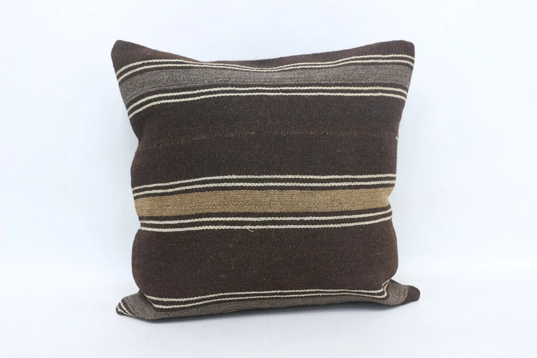 Throw Pillow Covers, Kilim Pillows, Antique Pillows, 20x20 Brown Cushion, Striped Cushion Case, R... | Etsy (US)