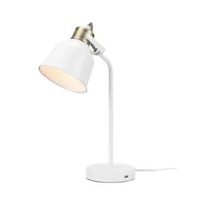 Globe Electric Dakota Desk Lamp with Metal Shade and USB Port in White | Bed Bath & Beyond