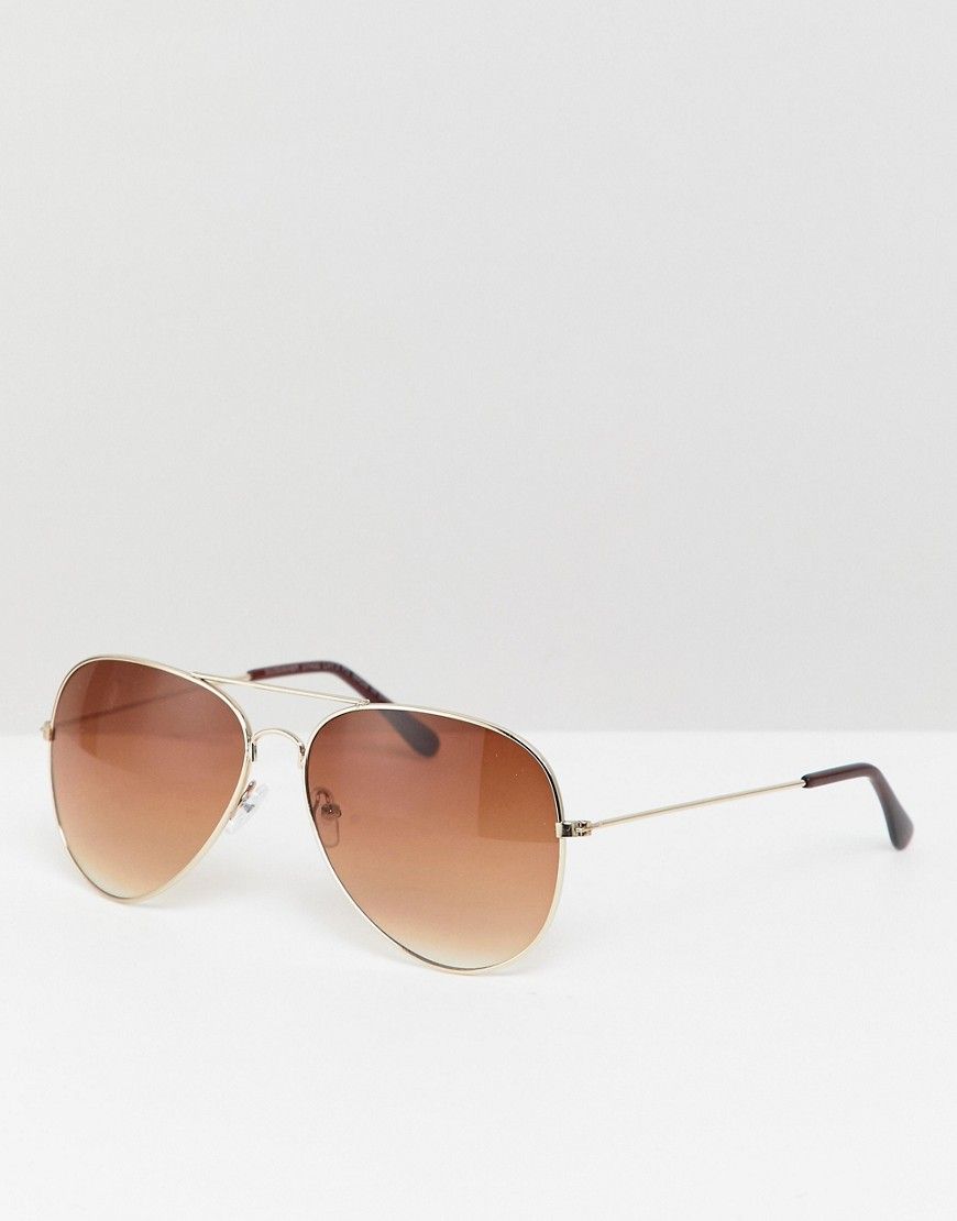 7X Avaitor Sunglasses In Gold - Brown | ASOS US