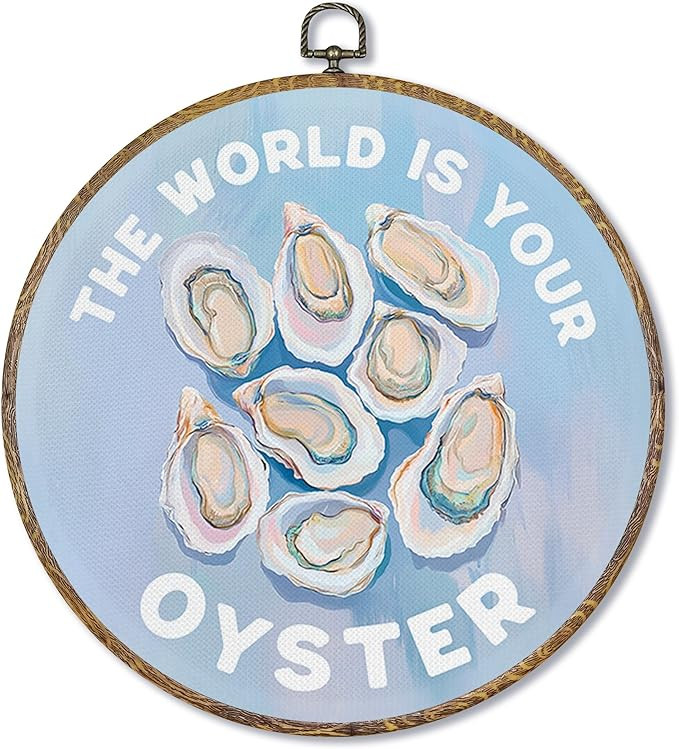 Fewgb Blue Oyster Inspirational Round Wall Art Decor Framed for Teens Dorm Room Bedroom Office, V... | Amazon (US)