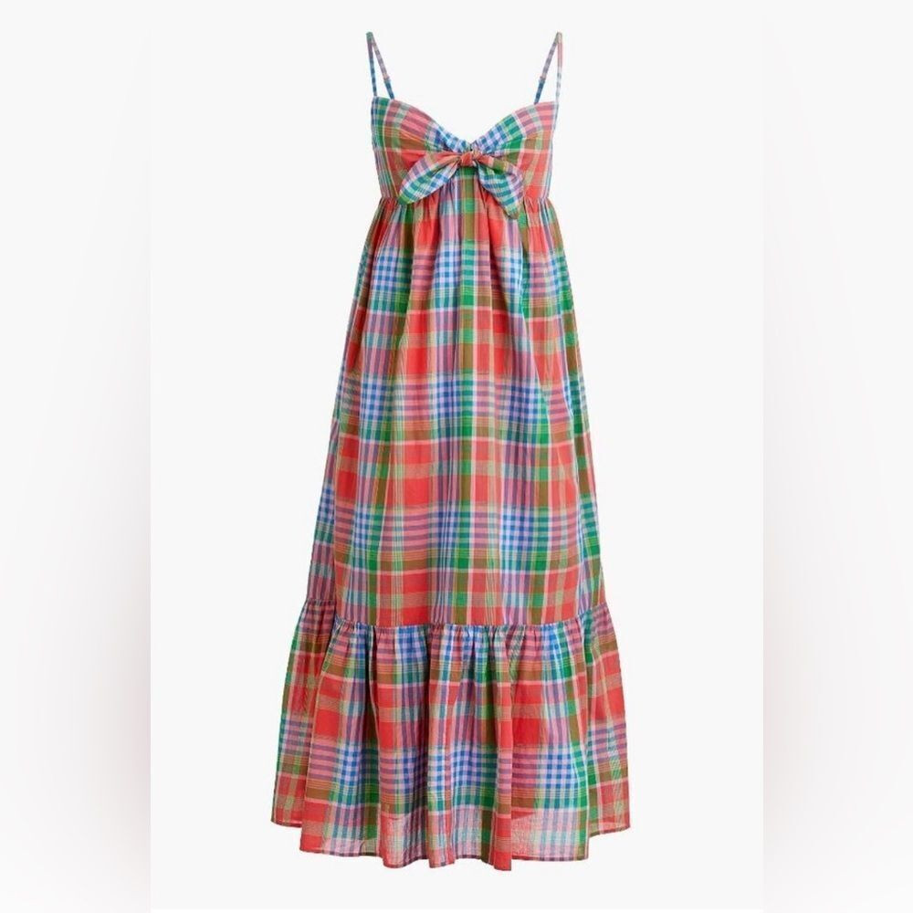 J Crew\u205fPlaid Maxi Dress tie front size M | Poshmark
