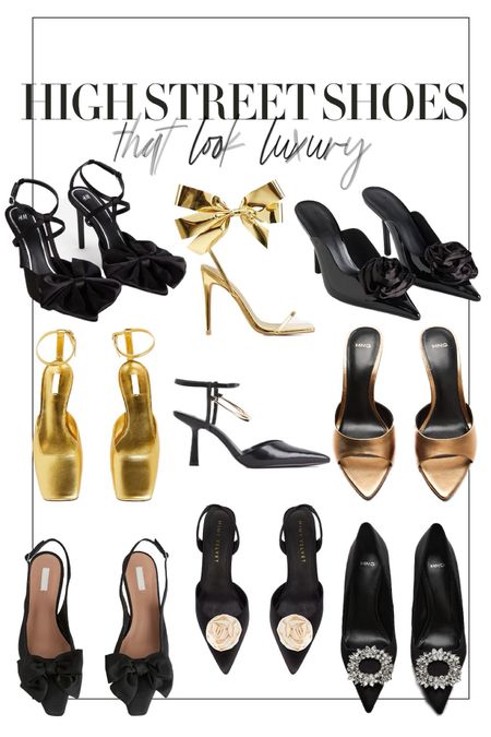 Statement shoes for party season. From the high street, that look like designer ⚜️
Christmas gift ideas | Designer dupe shoes | Bow heels | Gold shoes | 3D rose shoes 

#LTKparties #LTKSeasonal #LTKshoecrush